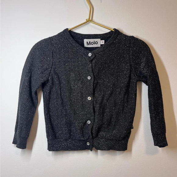 Molo Kids Black Glitter Cardigan Sweater - Picture 4 of 9
